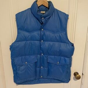 Vintage 70s Aventura Duck Down Puffer Vest Large Blue